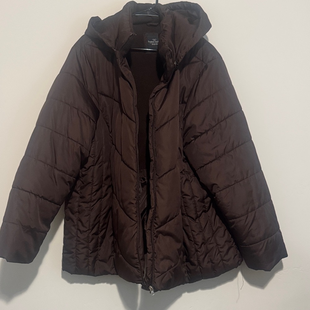 Faded Glory Brown Puffer Jacket with Hood